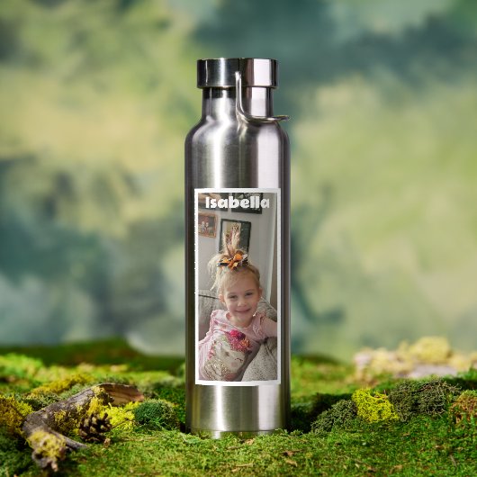 Gepersonaliseerde foto- en naamflesje waterfles (Buiten)