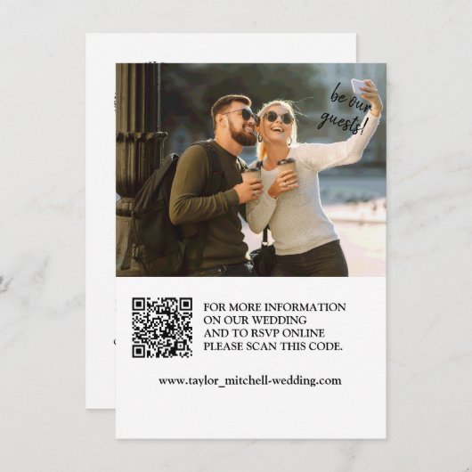 Gepersonaliseerde foto en QR-code bruiloft uitnodi Kaart (Voorkant / Achterkant)