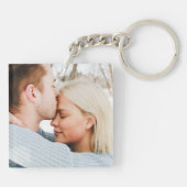 Gepersonaliseerde Foto en Script Tekst Sage Groen Sleutelhanger (Achterkant)