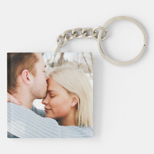 Gepersonaliseerde Foto en Script Tekst Sage Groen Sleutelhanger (Achterkant)