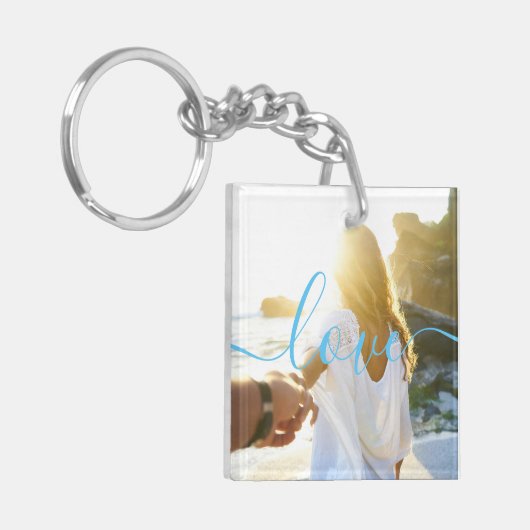 Gepersonaliseerde Foto- en Script-tekst Sleutelhanger (Voorkant Links)