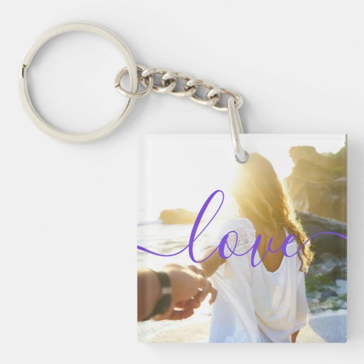 Gepersonaliseerde Foto- en Script-tekst Sleutelhanger (Voorkant)