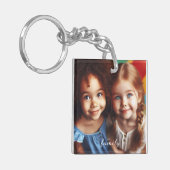 Gepersonaliseerde foto- en scripttekst Eenvoudige  Sleutelhanger (Voorkant Links)