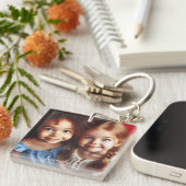 Gepersonaliseerde foto- en scripttekst Eenvoudige  Sleutelhanger (Voorkant Rechts)