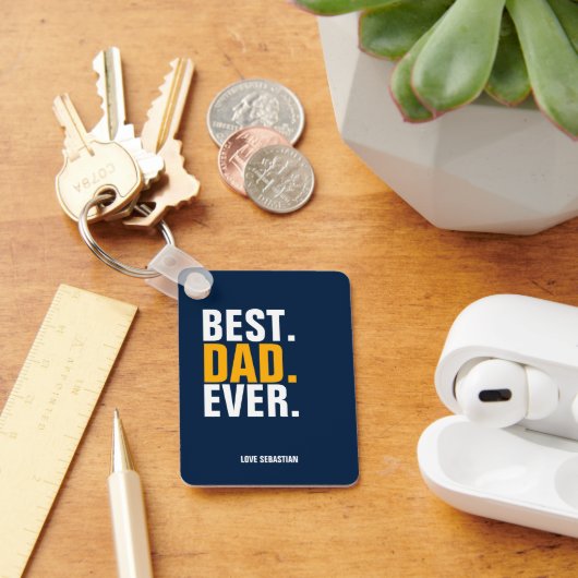 Gepersonaliseerde foto en tekst Best Dad Ever Sleutelhanger (Bureau)