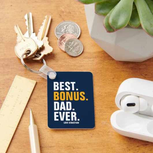 Gepersonaliseerde foto en tekst Best Dad Ever Sleutelhanger (Bureau)