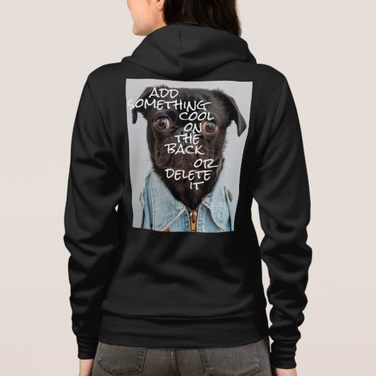 Gepersonaliseerde foto en tekst Black Zip Hoodie (Achterkant)