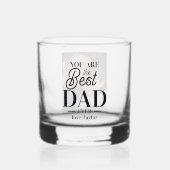 Gepersonaliseerde foto en tekst je bent de beste o whisky glas (Voorkant)