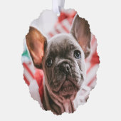 Gepersonaliseerde foto en tekst kerstboom ornament kaart (Links)