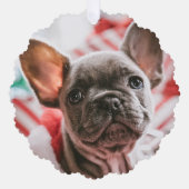 Gepersonaliseerde foto en tekst kerstboom ornament kaart (Voorkant)