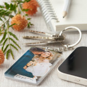 Gepersonaliseerde foto en tekst Liefde Keepsake Sleutelhanger (Voorkant Rechts)