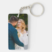 Gepersonaliseerde foto en tekst Liefde Keepsake Sleutelhanger (achterkant)