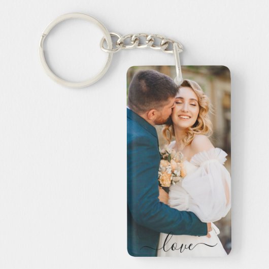 Gepersonaliseerde foto en tekst Liefde Keepsake Sleutelhanger (Voorkant)