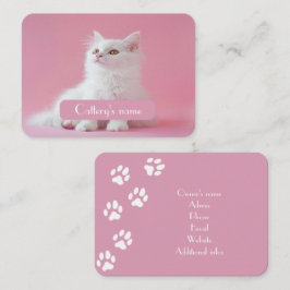 Gepersonaliseerde foto en tekst Roze Cattery Contactkaartje