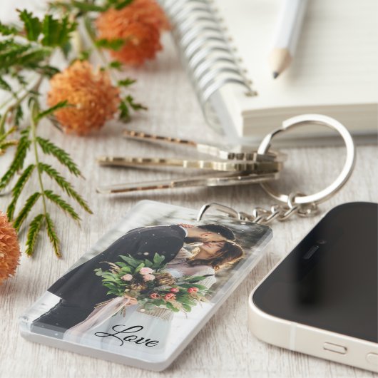 Gepersonaliseerde foto en tekst sleutelhanger (Voorkant Rechts)