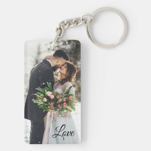 Gepersonaliseerde foto en tekst sleutelhanger (achterkant)