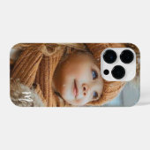 Gepersonaliseerde foto- en tekstelegant monogram iPhone hoesje (Achterkant horizontaal)