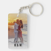 Gepersonaliseerde foto- en tekstfotocollage Modern Sleutelhanger (achterkant)
