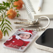 Gepersonaliseerde foto- en tekstherinnering sleutelhanger (Voorkant Rechts)
