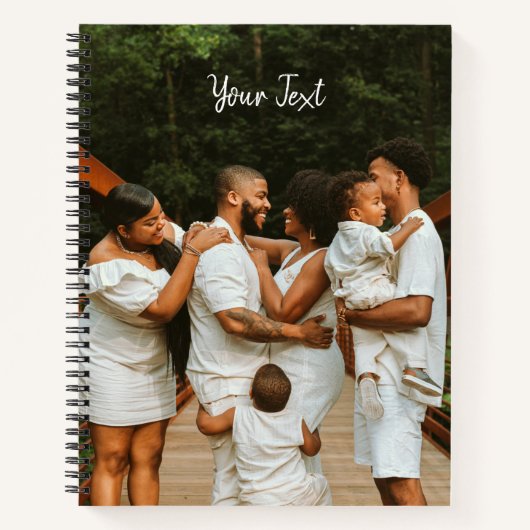 Gepersonaliseerde foto- en tekstsjabloon notitieboek (Voorkant)