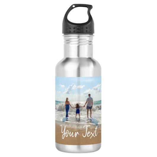 Gepersonaliseerde foto- en tekstsjabloon waterfles (Voorkant)