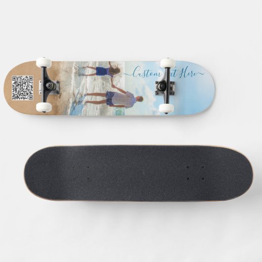 Gepersonaliseerde foto- en tekstskateboard en QR-c Persoonlijk Skateboard (Horizontaal)