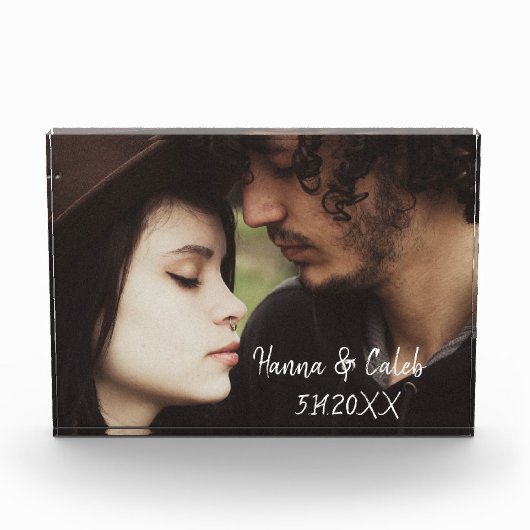 Gepersonaliseerde foto- en trouwdatum jubileum fotoblokken (Voorkant)