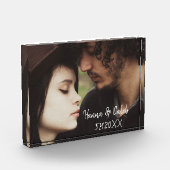 Gepersonaliseerde foto- en trouwdatum jubileum fotoblokken (Links)