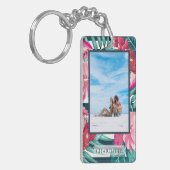 Gepersonaliseerde foto Exotic striped Flowers Mono Sleutelhanger (Voorkant Links)