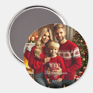 Gepersonaliseerde foto Familie Kerstmis Magneet