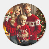 Gepersonaliseerde foto Familie Kerstmis Magneet (Voorkant)
