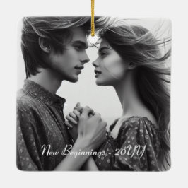 Gepersonaliseerde foto familie, paar Kerstmis Keramisch Ornament