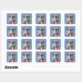 Gepersonaliseerde foto Fun Egg Hunt Pasen Blauw Ge Vierkante Sticker (Vel)
