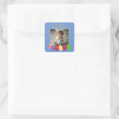 Gepersonaliseerde foto Fun Egg Hunt Pasen Blauw Ge Vierkante Sticker (Tas)
