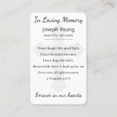 Gepersonaliseerde foto Funeral Tribute Memorial Ka Visitekaartje (Achterkant)