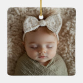 Gepersonaliseerde foto geboorte begint mijn eerste keramisch ornament (Achterkant)