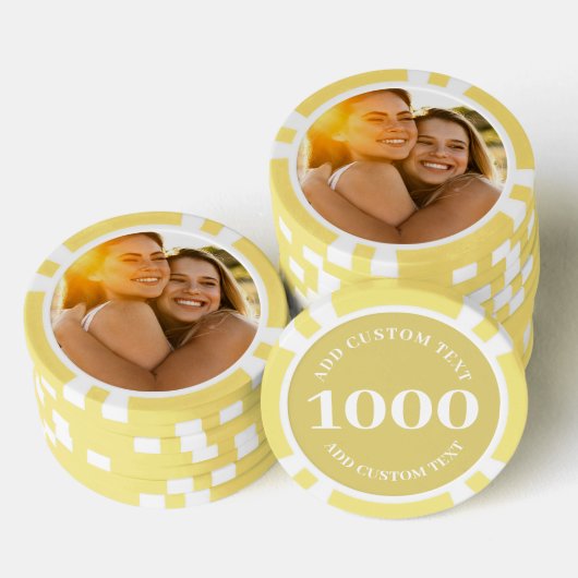 Gepersonaliseerde foto geel genummerd 1000 Value s Poker Chips (Opstapeling)