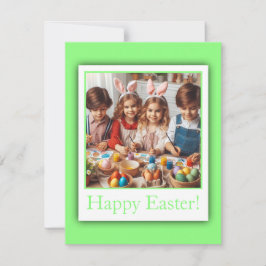 Gepersonaliseerde foto Gelukkig Pasen Groen Elegan Feestdagenkaart