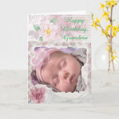 Gepersonaliseerde Foto Gelukkige Verjaardag Oma Ka Kaart (Gele Bloem)