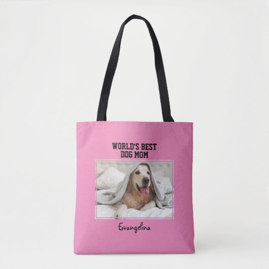 Gepersonaliseerde Foto Girly Worlds Beste Hond Mam Tote Bag (Voorkant)