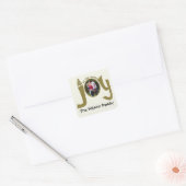 Gepersonaliseerde foto Glitter Joy to the World Vierkante Sticker (Envelop)