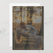 Gepersonaliseerde foto Gold Calligraphy Wedding Kaart (Voorkant / Achterkant)