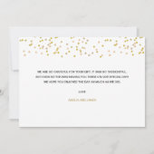Gepersonaliseerde foto Gold Confetti Script Dank u Bedankkaart (Achterkant)