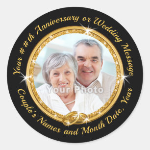 Gepersonaliseerde foto gouden envelop afdichtingen ronde sticker