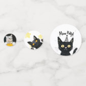 Gepersonaliseerde foto Grappig Black Cat Party Confetti (Voorkanten)