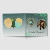 Gepersonaliseerde foto Green Glitter, 20e verjaard Gastenboek (Volledig)