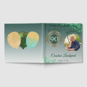 Gepersonaliseerde foto Green Glitter, 90e verjaard Gastenboek (Volledig)