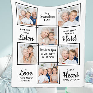 Gepersonaliseerde foto Grootmoeder Love You Oma Fleece Deken