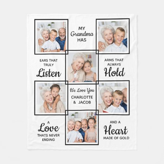 Gepersonaliseerde foto Grootmoeder Love You Oma Fleece Deken (Voorkant)