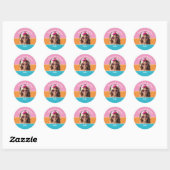 Gepersonaliseerde foto Happy Birthday Naam Elke le Ronde Sticker (Vel)
